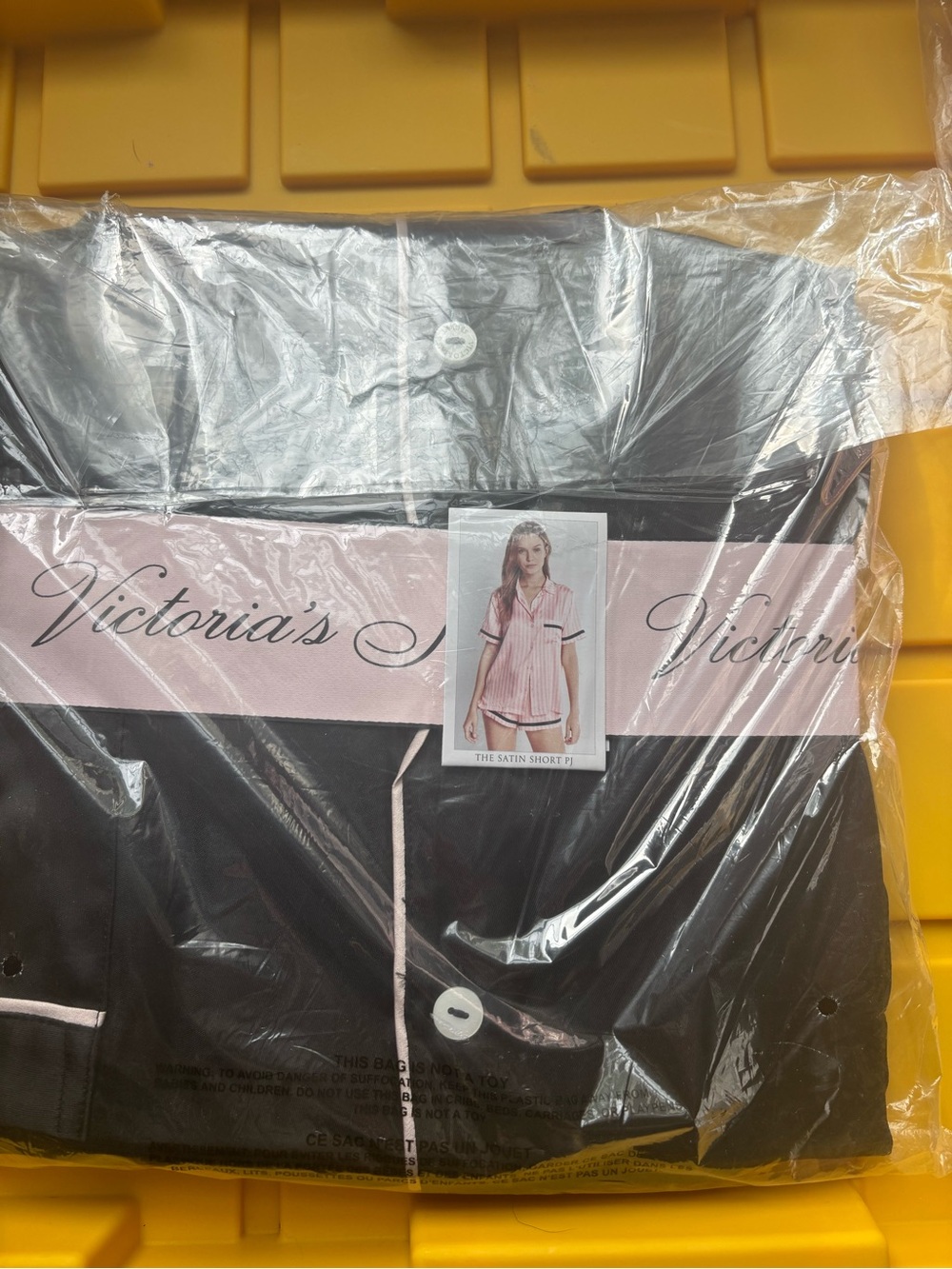 Victoria's Secret Black Satin Pajama Set - short sleeve/shorts - NWT